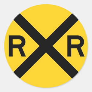 Railroad Crossing Sign Classic Round Sticker