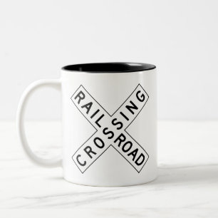 Railroad crossing sign mug