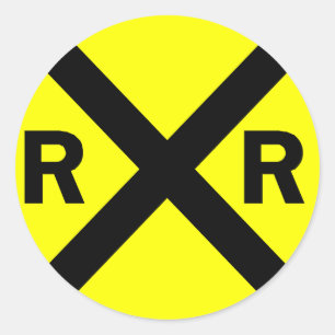 Railroad crossing sign round classic round sticker