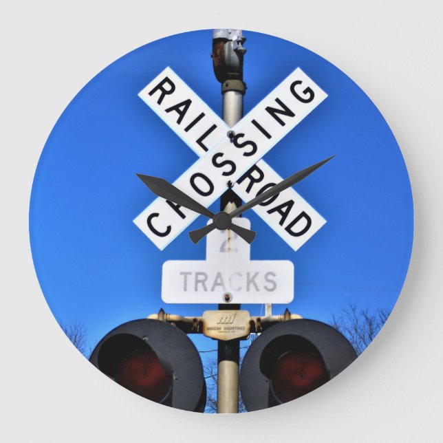 Railroad Crossing Signals With Mechanical Bell Large Clock (Front)