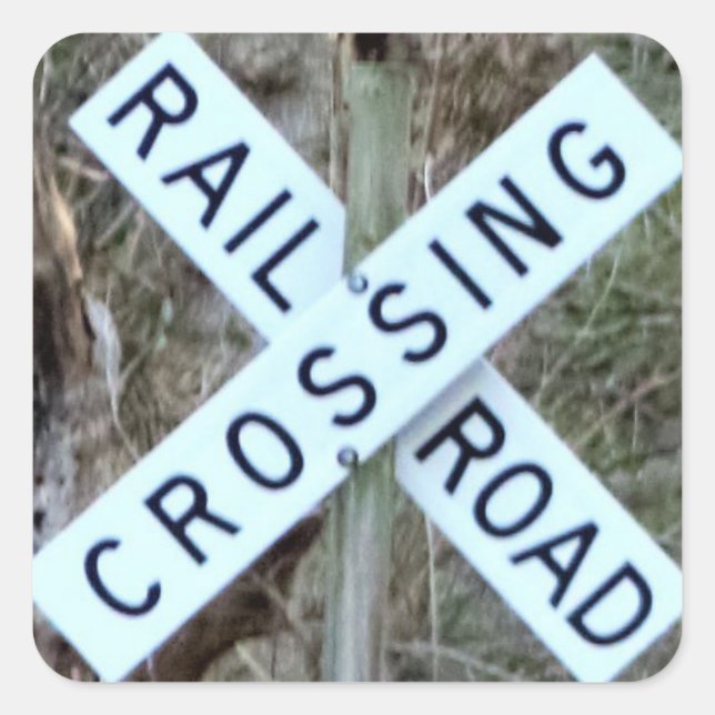 Railroad Crossing Square Sticker (Front)