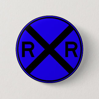 Railroad Crossing Warning Street Sign Train 6 Cm Round Badge