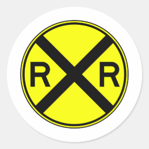 Railroad Crossing Warning Street Sign Train Classic Round Sticker