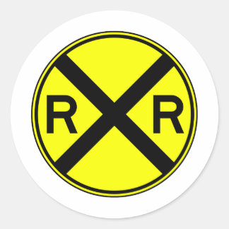 Railroad Crossing Warning Street Sign Train Classic Round Sticker