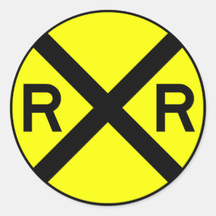 Railroad Crossing Warning Street Sign Train Classic Round Sticker