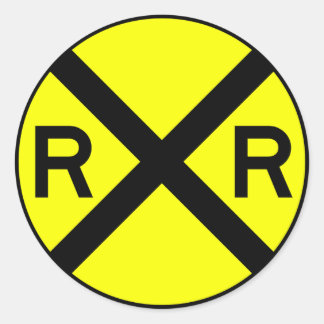 Railroad Crossing Warning Street Sign Train Classic Round Sticker