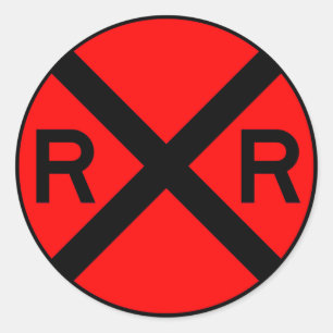 Railroad Crossing Warning Street Sign Train Classic Round Sticker