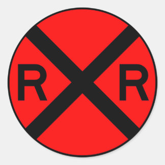 Railroad Crossing Warning Street Sign Train Classic Round Sticker