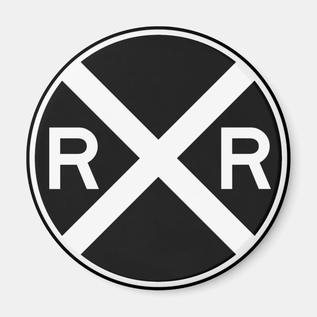 Railroad Crossing Warning Street Sign Train Magnet (Front)
