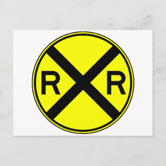 Railroad Crossing Warning Street Sign Train Postcard