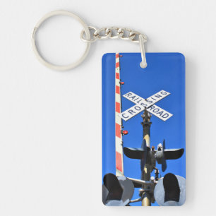 Railroad Crossing With Gate Key Ring