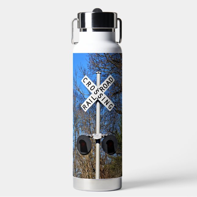 Railroad Crossing With Inverted Crossbuck Water Bottle (Front)