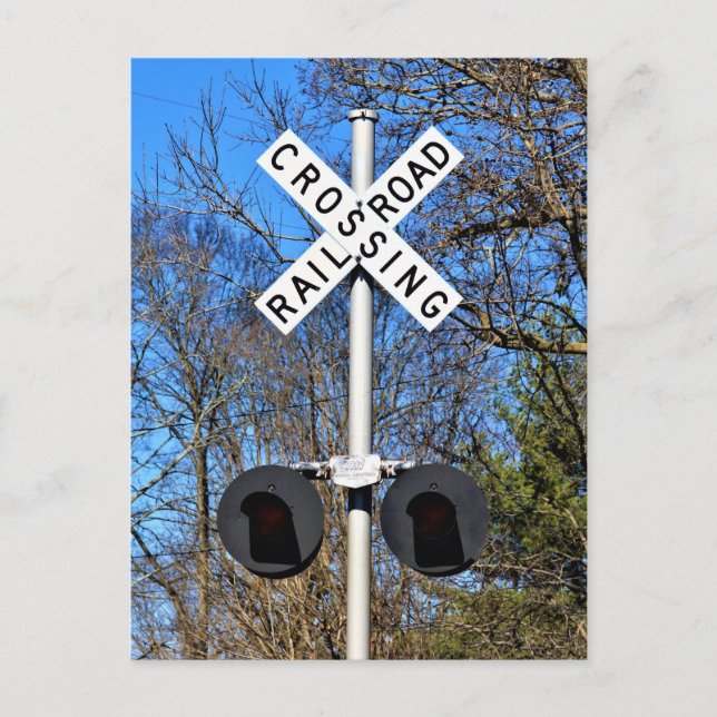 Railroad Crossing With Inverted Crossbucks Postcard (Front)