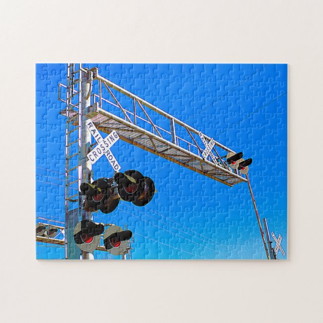 Railroad Crossing With Left Side Cantilever Jigsaw Puzzle (Horizontal)