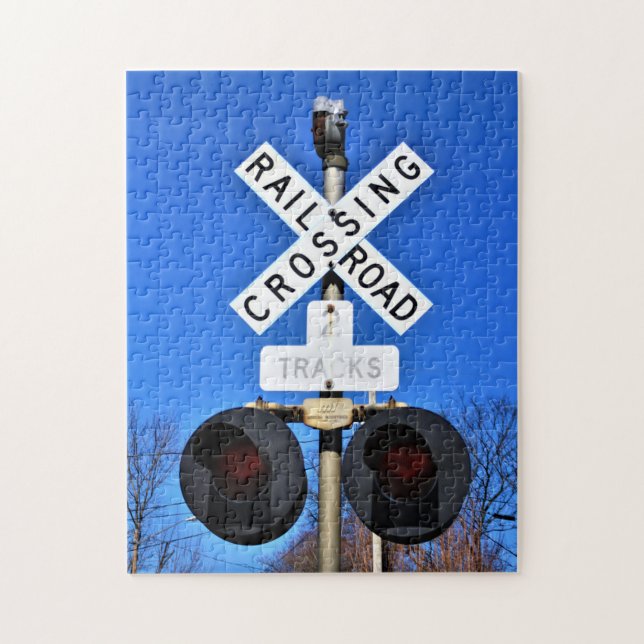 Railroad Crossing With Mechanical Bell Jigsaw Puzzle (Vertical)