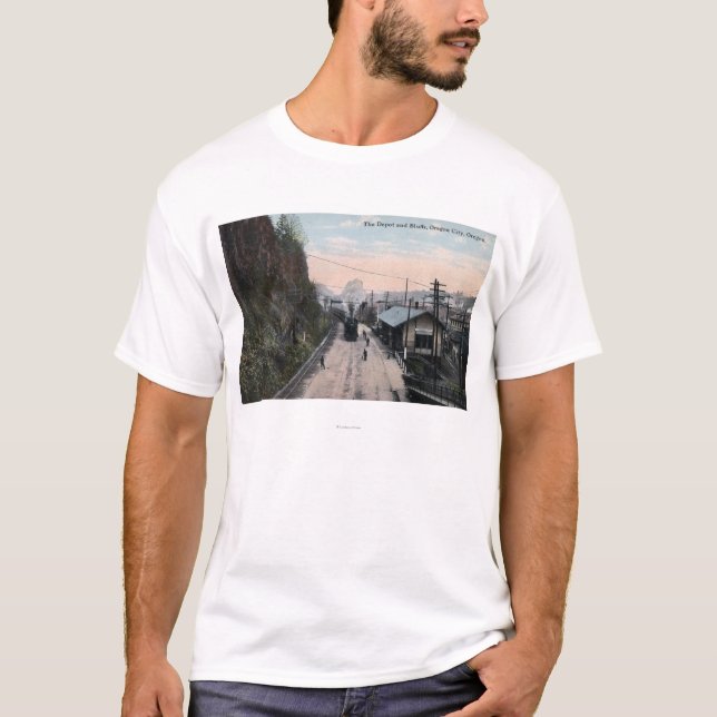 Railroad Depot and Bluffs City, OR T-Shirt (Front)