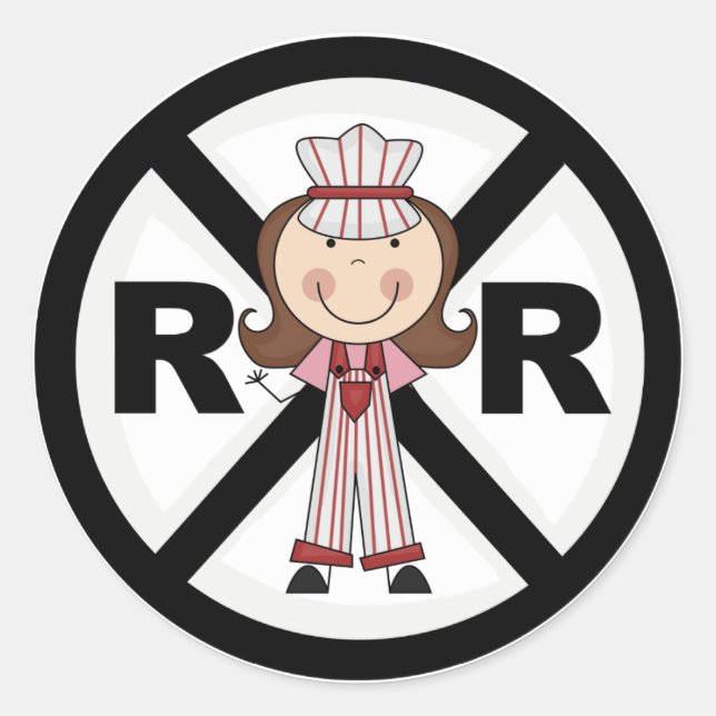 Railroad Engineer -Girl Tshirts and Gifts Classic Round Sticker (Front)