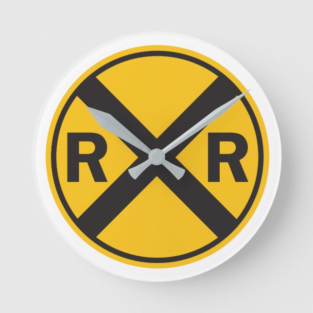 Railroad Fan Round RR Crossing Sign Round Clock (Front)