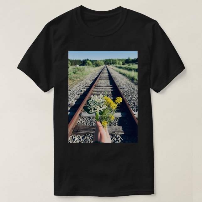 Railroad Flower Photography T-Shirt (Design Front)