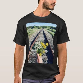Railroad Flower Photography T-Shirt