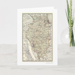 Railroad Map Of Illinois 1898 Card