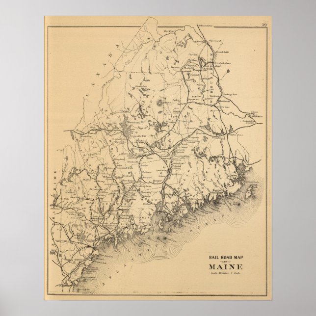 Railroad map of Maine Poster (Front)
