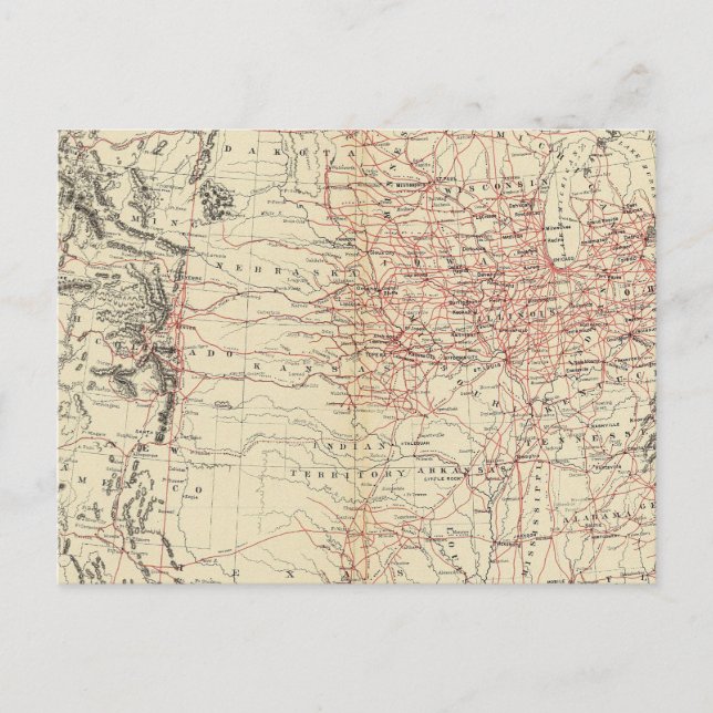 Railroad map US Postcard (Front)