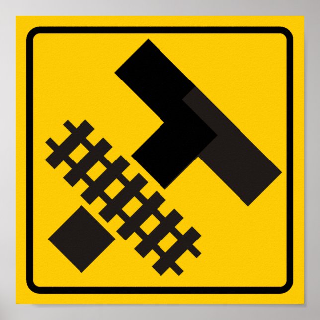 Railroad Parallels Main Road at Side Road Sign (Front)