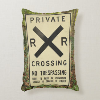 RAILROAD PRIVATE CROSSING NO TRESPASSING PILLOW