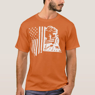 railroad spike american flag Train Gift for railwa T-Shirt