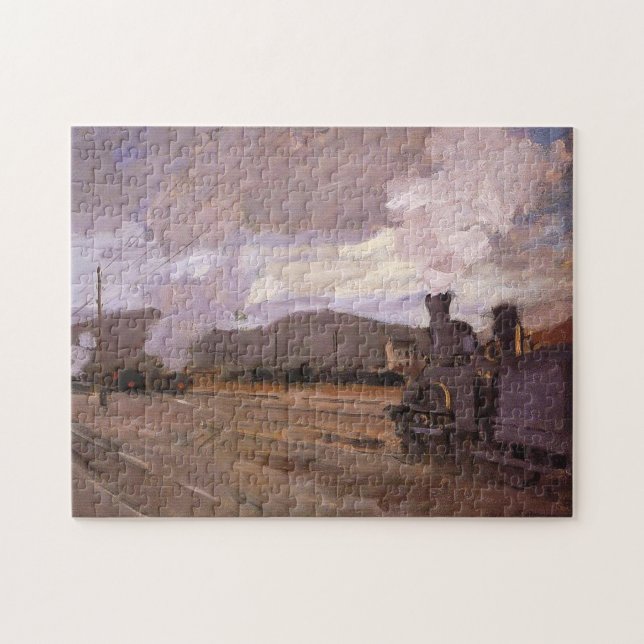 Railroad Station at Argenteuil Monet Fine Art Jigsaw Puzzle (Horizontal)