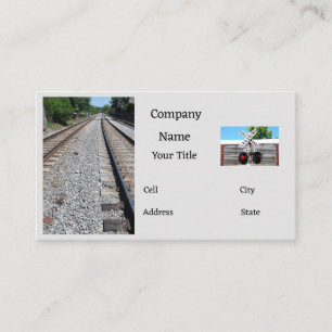 Railroad straight tracks business card