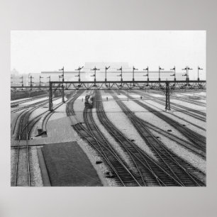 Railroad Switch Yard, 1907. Vintage Photo Poster