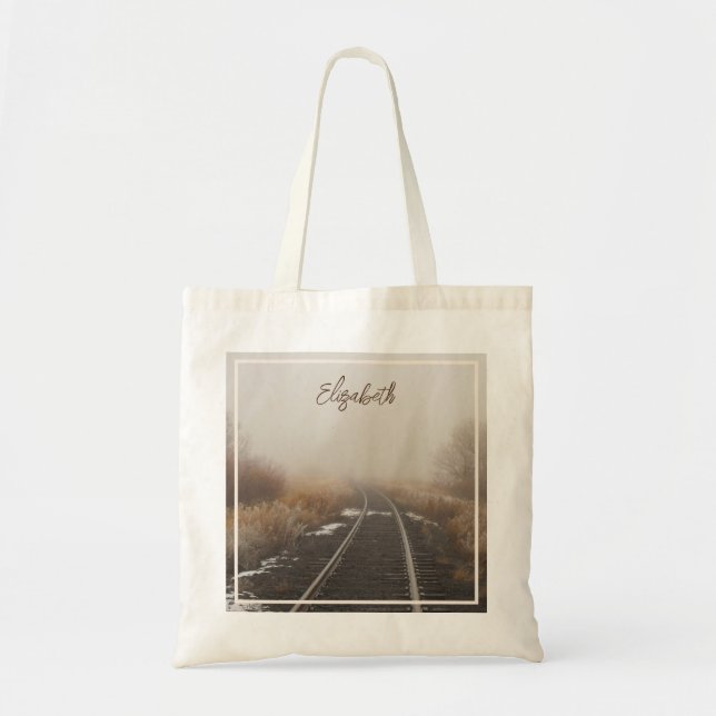 Railroad Tracks Landscape Personalised Tote Bag (Front)