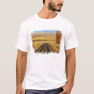 Railroad tracks lead to old granary at Collins T-Shirt