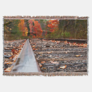 Railroad Tracks Watercolor Painting Throw Blanket