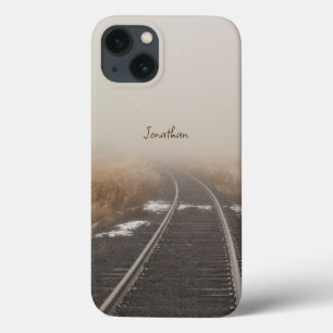 Railroad Tracks Winter Fog Personalised iPhone 13 Case
