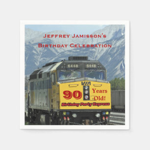 Railroad Train Paper Napkins, 90th Birthday Napkin