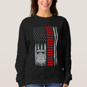 Railroad Train USA Flag American Train Conductor R Sweatshirt