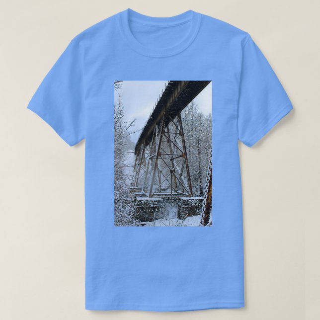 Railroad trestle in the snow T-Shirt (Design Front)