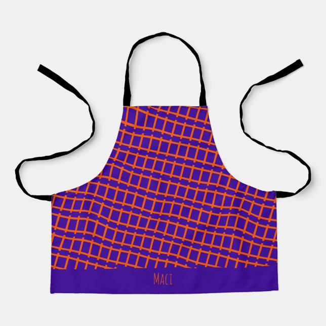 Railroad Violet Orange Minimal Pattern Apron (Front)