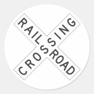RailroadCrossing Sign Classic Round Sticker