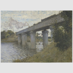 Railway Bridge at Argenteuil (Railroad) (by Monet) Tissue Paper