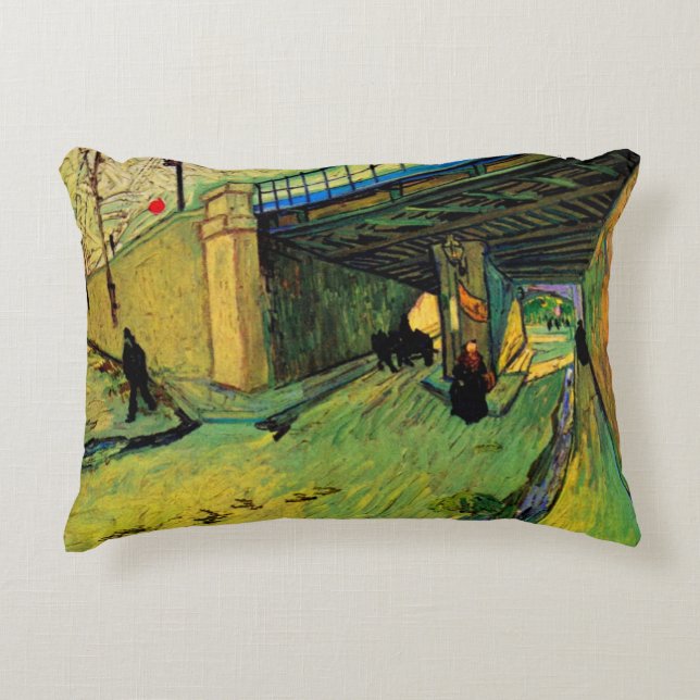 Railway Bridge over Montmajour by Vincent van Gogh Decorative Cushion (Front)