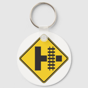 Railway Crossing Road Sign Keychain