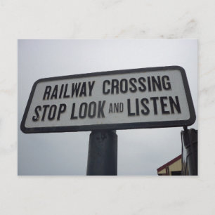 Railway Crossing Sign Postcard