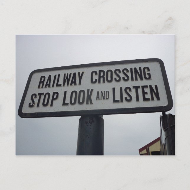 Railway Crossing Sign Postcard (Front)
