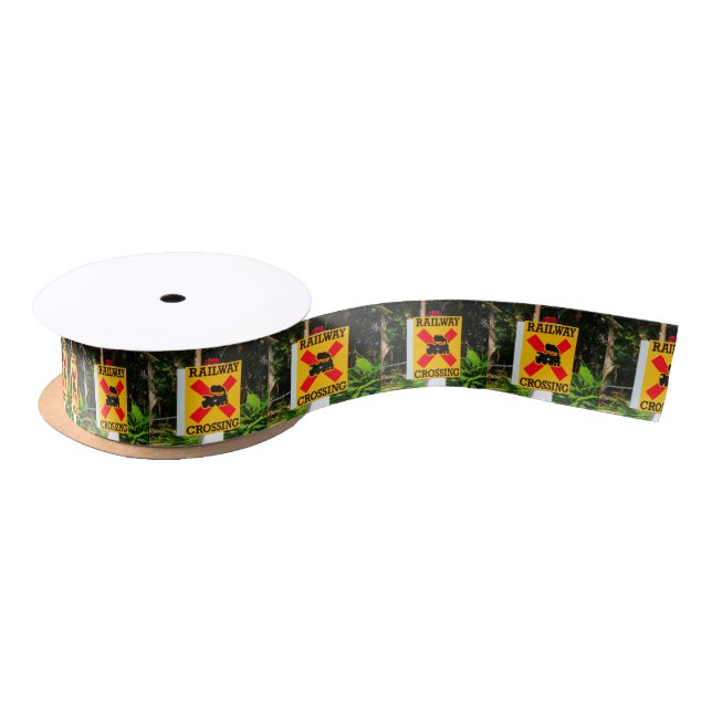Railway crossing sign satin ribbon (Spool)