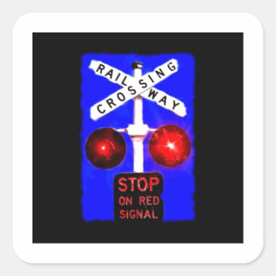 Railway Crossing Signal Square Sticker