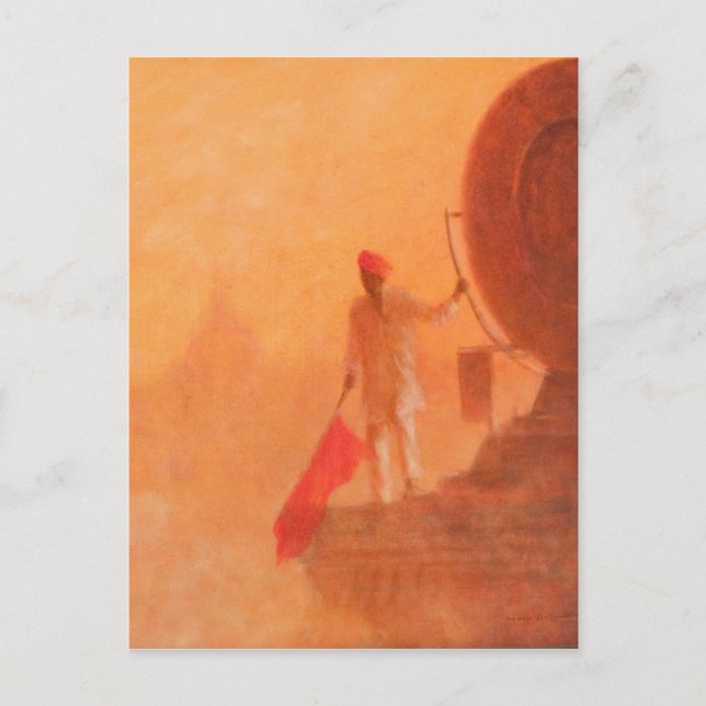 Railway Flag Man Agra 2010 Postcard (Front)